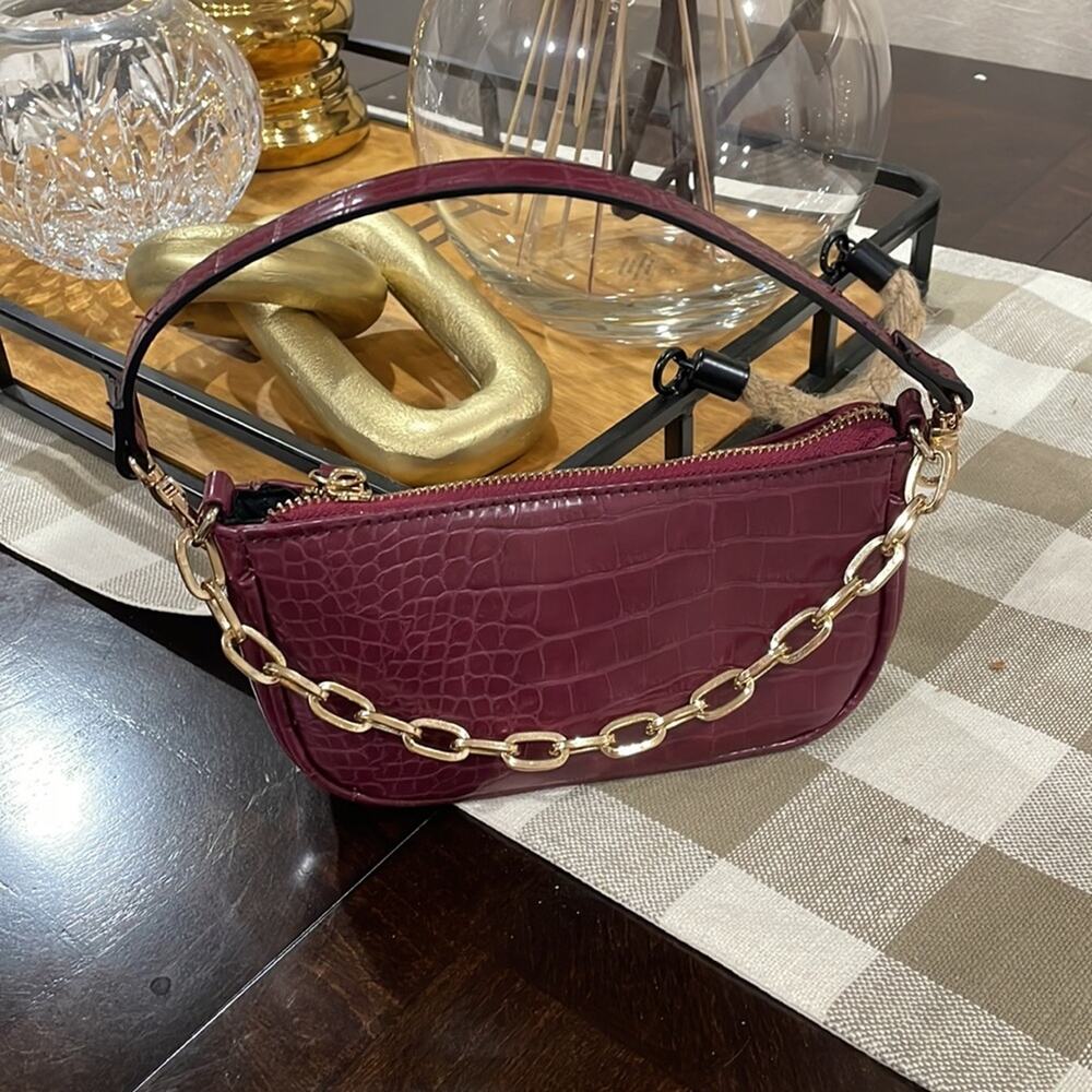 Expressions NYC Croc Print Mini Bag 3 in 1 Crossbody NWOT Purple - Picture 2 of 11